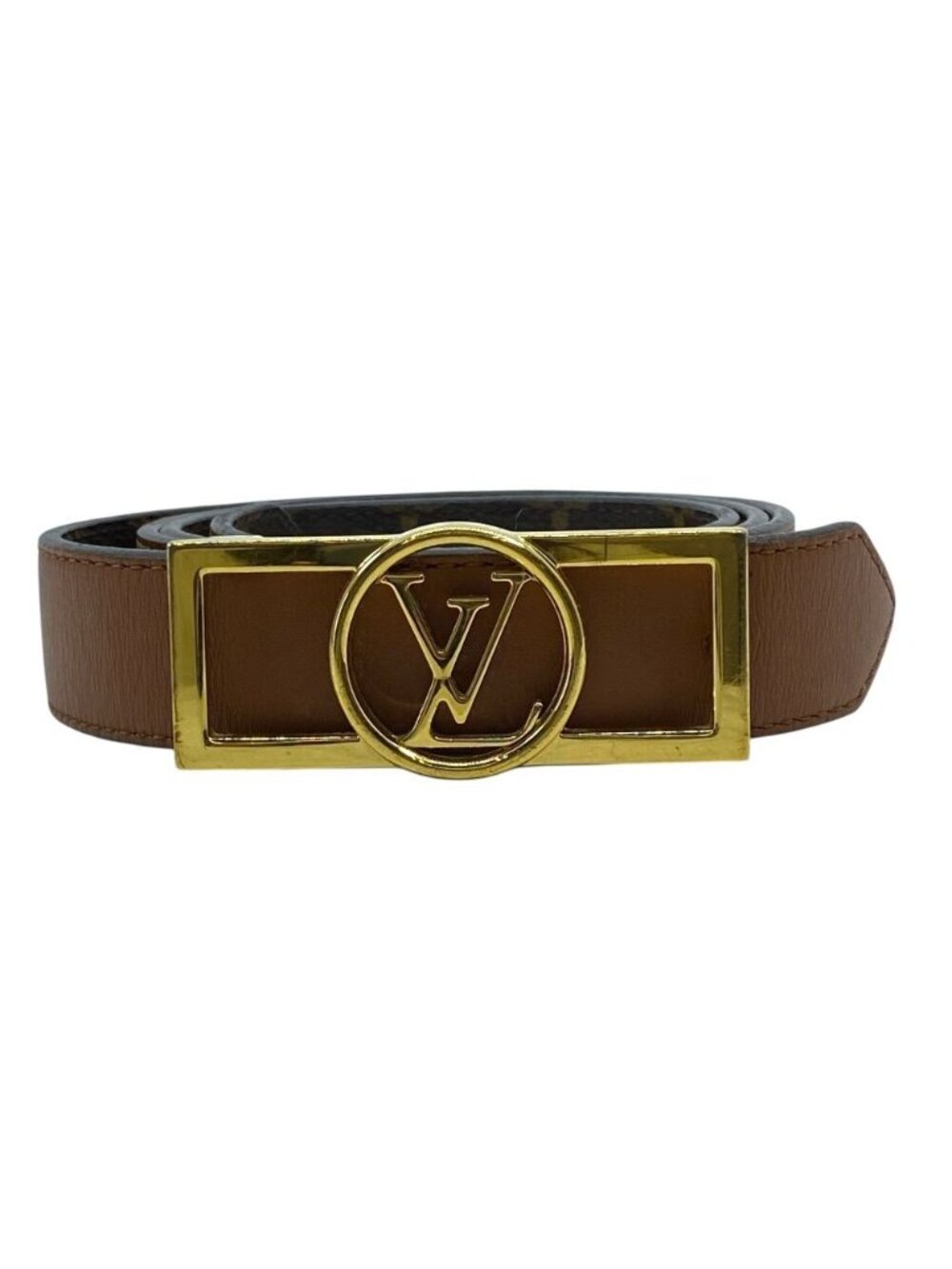Louis Vuitton Belt Dauphine 25 Reversible Monogram Leather Brown Gold Business